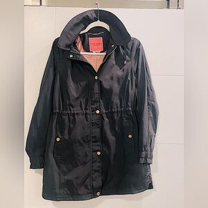 Black Kate spade trench coat size XS with removable hood. Perfect condition